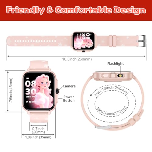 Smart Watch for Kids Boys Age 5-12, Ai Functions Games HD Touch Screen Watches with Video Camera Music Player Pedometer Heart Rate Sleep Tracker Christmas Birthday Gifts for Girls (Pink, 1.85") by WZWNEER - Used condition - Image 8