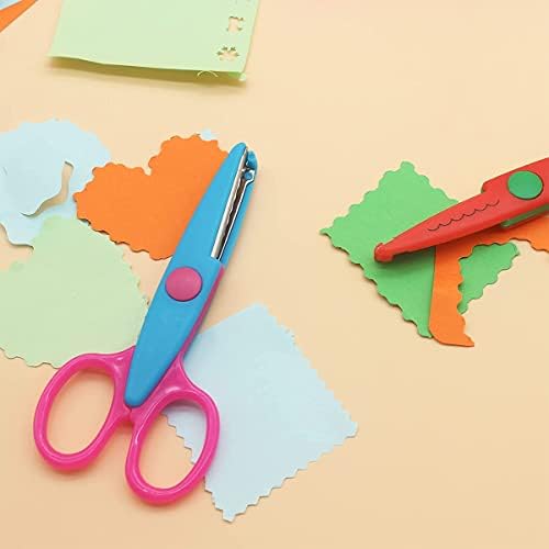 Aoen 4 Pcs Kids Scissors, Safety Scissors Craft Colorful Children Serrated Creative Paper Edger for Crafts, Scrapbooking, DIY Photo & Art Projects