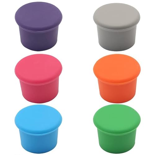 Airtight Seal & Reusable Silicone Wine/Beer Saver Bottle Stopper Covers - Easy to Use and Clean (Assorted, 6)