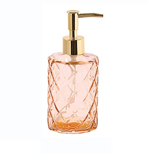 Distributeur de savon en verre, flacon à pompe à savon, bouteille de lotion, bouteille de lotion en céramique, bouteille de savon, distributeur de shampooing d'hôtel (couleur : ambre)