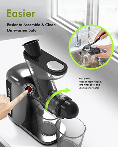 Slow Juicer Machines, Sifene Cold Press Juicer, Dual Feed Chute Masticating Juicer, Juice Maker Extractor, Easy To Clean, Quiet Motor & Reverse Function, Brush& Recipes Included #TOP6