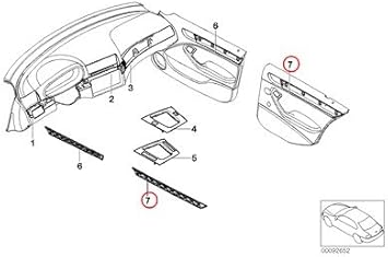Amazon Com Bmw Genuine Interior Trim Rear Right Door Aluminum Decor Strip Aluminum Columns 320i 323i 325i 325xi 328i 330i 330xi Automotive