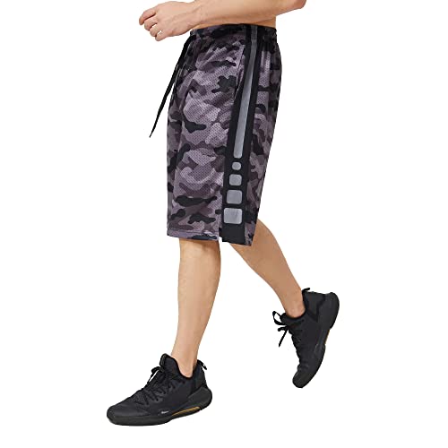 Urbciety Mens 12''Camo Basketball Shorts Long Athletic Gym Shorts With Pockets Camo Grey-L #TOP2