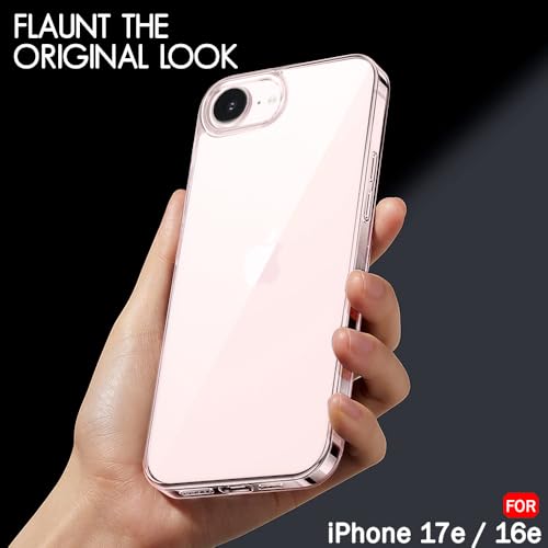 Image of TheGiftKart for iPhone 16e / iPhone 17e Case, Clear Hard Back Cover, Ultra-Hybrid Shockproof Back Cover Case with Camera & Screen Protection (PC & TPU, Transparent)