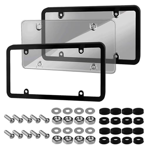 Wanheart 2 Pack Clear Bubble License Plate Covers with Frames