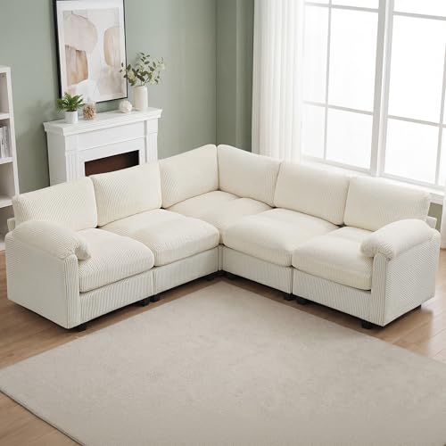 87'' V-Shaped Modular Sectional Sofa Couch, 5-Seater Deep Seat Sofas