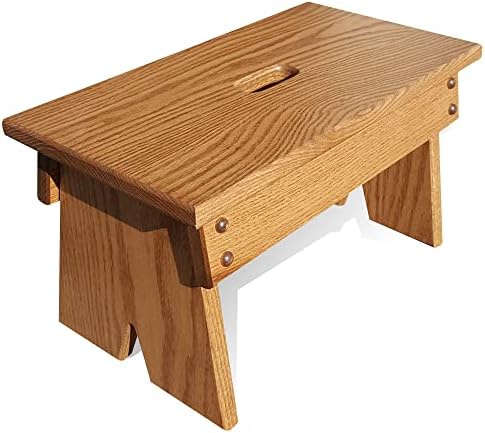 Peaceful Classics Step Stool - Amish Handmade Kids Step Stool - Bathroom, Bedroom, Living Room Or Kitchen Step Stool for Adults - Multipurpose Foot Stool Made of Solid Oak (9" High, Provincial)