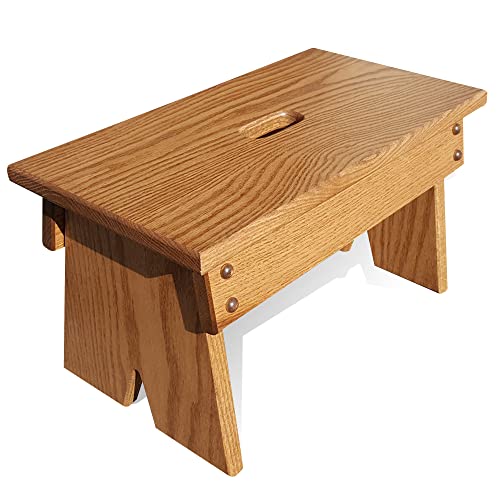 Peaceful Classics Step Stool - Amish Handmade Kids Step Stools - Bathroom, Bedroom, Living Room Or Kitchen Step Stool for Adults - Multipurpose Foot Stool Made of Solid Oak (9" High, Provincial) by Peaceful Classics - Used condition - US$56.16