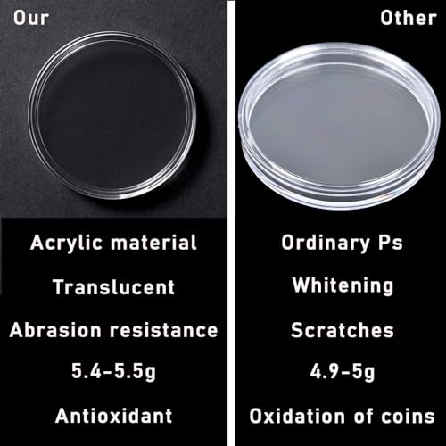 MUSHENJI 20 Pcs 40.6mm Acrylic Silver Eagle Coin Holder, Fit American Silver Eagle Dollar, Silver Fiji Taku and Silver Libertad, Acrylic Coin Protector Cases