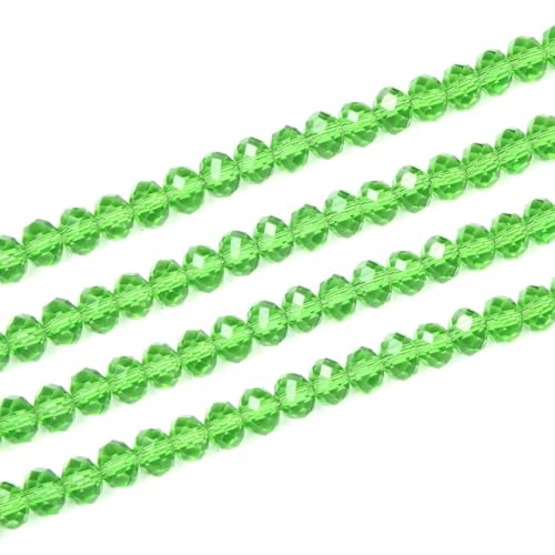 Image of 700pcs Czech Faceted Rondelle Crystal Glass Beads 8mm Bulk Peridot Green