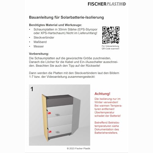Steckverbinder für Styroporplatten EPS XPS zur Isolierung Dämmung einer Photovoltaik Solar Batterie Akku PV Speicher von BYD, Sonnenkraft, Huawei (milchig transparent, 30 mm) - 10 Stück