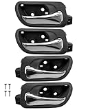 Interior Door Handle Fit for Honda Accord Sedan 2003-2007 Replace HO1353132 72120SDAA02ZC 72620SDAA02ZA, Front Rear Left Driver Right Passenger Inside Inner Handle Black Bezel with Chrome Lever