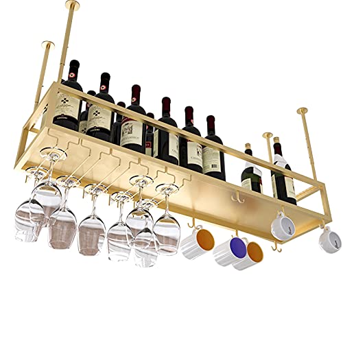 Support de verre à vin suspendu au plafond et étagère de rangement