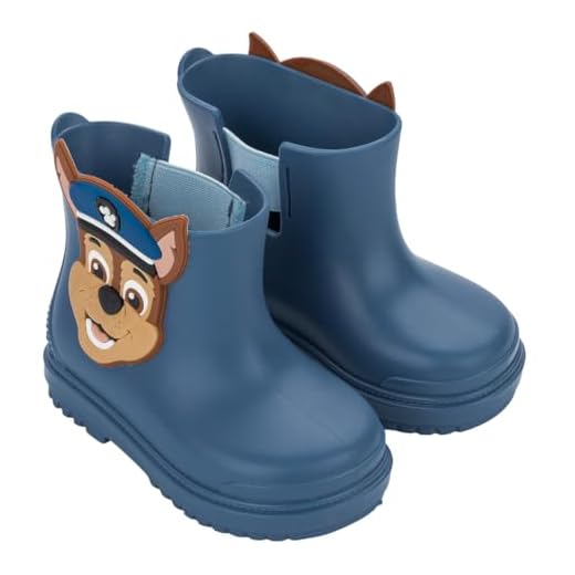 Galocha Infantil Patrulha Canina Bota Chuva Grendene Kids, Menino Menina, Rosa com Glitter e Azul, Skye e Chase (Azul, ., BR, Criança de 4 a 8 anos, Faixa Numérico, 25, 26)