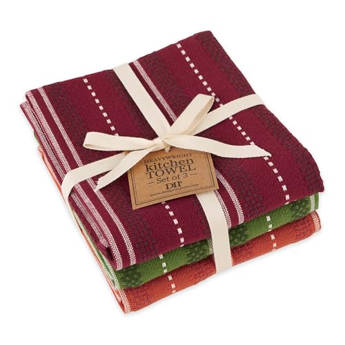 DII Heavyweight Kitchen Orchard Striped Theme (Dishtowel Set of 3)