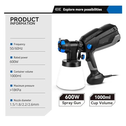 Pistolet de pulvérisation électrique Brushless haute performance avec buses interchangeables