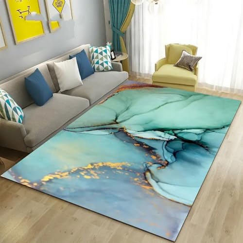 Tapis de salon marbre abstrait imprimé 3D avec support antidérapant