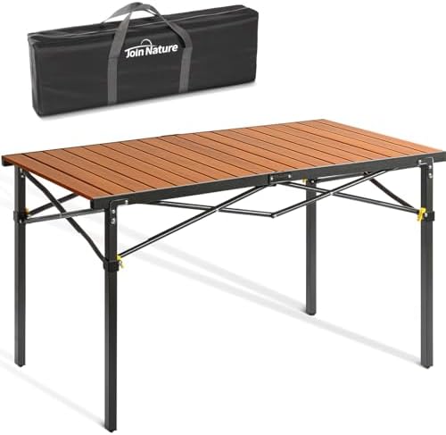 Campingtisch Klappbar Bis 100KG Alu Klapptisch für 6 Personen, 118 x 70CM | mit Tragetasche Roll Up Camping Tisch Übergröße Rolltisch für Camping, Outdoor, Garten, Balkon, Picknick