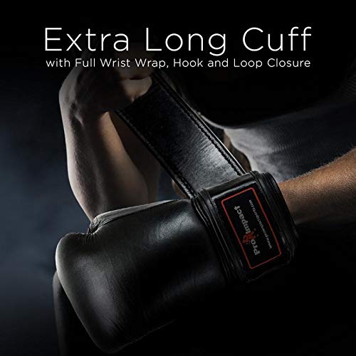 Pro Impact Genuine Leather Boxing Gloves Black - Durable Knuckle Protection W/Wrist Support For Boxing Mma Muay Thai Or Fighting Sports Training/Sparring Use (14 Oz) #TOP7