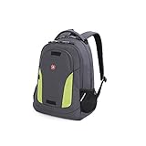 Swiss Gear SA6907 Laptop Computer Tablet Notebook Backpack - for School, Travel, Carry On Luggage, Women, Men, Student, Professional Use – Grey/Green, 19 Inches
