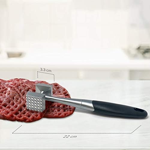 Metalowy młotek do mięsa Joejis, mocny trwały młotek do mięsa, tłuczka do mięsa, idealny do steków, mięsa, drobiu, ryb, mięsa, wygodny uchwyt, czarny młotek do mięsa