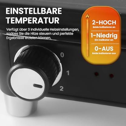 SUPERLEX Elektrogrill mit Teppanyaki-Platte (27cm) für drinnen/draußen – Antihaft-Grillplatte, Graphen-Heiztechnologie, stufenloser Thermostat & zusammenklappbares Design. Ideal für Camping, Balkon – Bild 7
