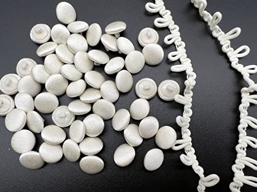 Pepperlonely 50Pc 1/2 Inch Satin Cloth Buttons With Shank And Buttonhole Set For Bridal Wedding Dress Satin Blouse Prom Dress & Formal Dress - Champagne #TOP3