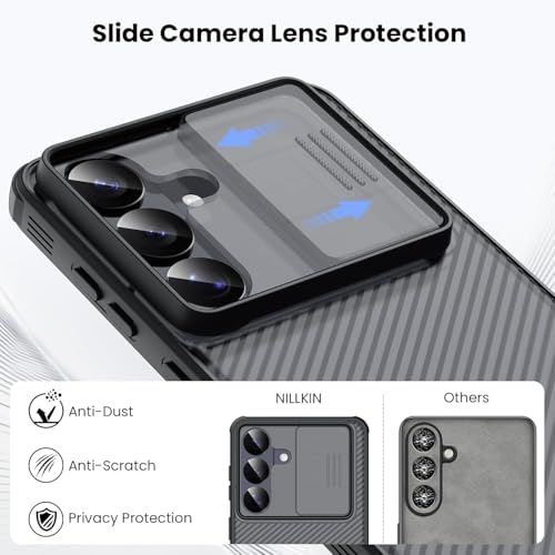 Image of Nilkin Classic Series Compatible Samsung S26 Plus Case with Camera Cover, [Camera Lens Protector] [Scratch-Resistant] [360 Full Protection] Shockproof Slim Phone Case (Transparent Black, S26Plus)