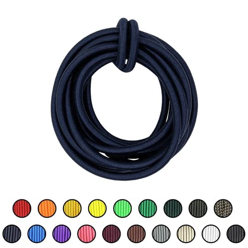 Sgt Knots Marine Grade Shock Cord - 100% Stretch, Dacron Polyester Bungee For Diy Projects, Tie Downs, Elastic Cord, Commercial Uses | 1/4 Inch X 25 Feet, Midnight Blue #TOP2