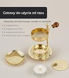 Incensera Kadzielnica domowa z sitkiem - złoty palnik kadzidłowy do żywic, solidne, mosiężne naczynie, palenie kadzideł