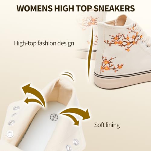 Iarus High Top Sneakers for Women White Canvas Comfortable Shoes for Women Walking Casual Sneakers Tennis Shoes3