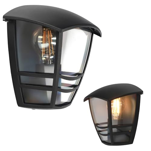 EDO Applique Murale Extérieure E27 IMMA W Noire – Lampe Murale Moderne – Lumière Directe – Éclairage de Jardin IP44 – Lanterne Élégante pour...