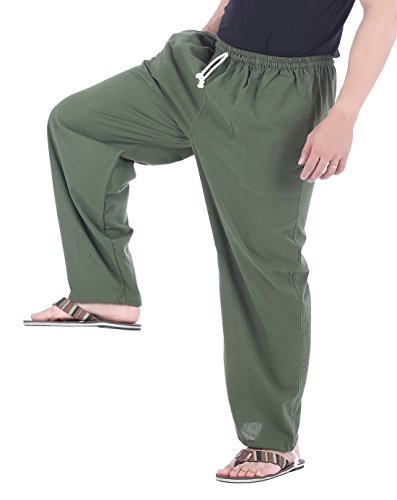 Candyhusky Men Casual Lounge Jogging Workout Yoga Pants Elastic Waist Drawstring Xl/Xxl, Green #TOP1