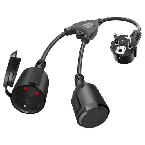 GAOUTO Verlängerungskabel mit 2 Fach Schuko Steckdosen, Doppelstecker für Steckdose, Außen Schutzkontakt Kurze Kabel mit 2 AC Steckerdosen IP44 Wasserdicht,Gummikabel für Haus,Büro, 1.5 mm², 16A/250V GAOUTO Verlängerungskabel mit 2 Fach Schuko Steckdosen, Doppelstecker für Steckdose, Außen Schutzkontakt Kurze Kabel mit 2 AC Steckerdosen IP44 Wasserdicht,Gummikabel für Haus,Büro, 1.5 mm², 16A/250V