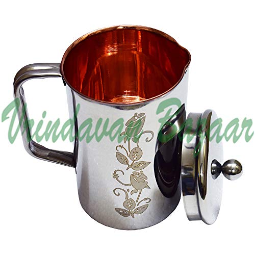 Carafe en acier cuivré pichet de table design bouteille réutilisable chic Vrindavan Bazaar - 3