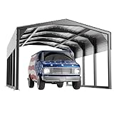 Metal Carport 12x20 FT, Heavily Reinforced Car Garage with Extra Crossbeams Kits, Auto Shelters with Steel Roof and Enhanced Base, Snow Resistance Vehicle Shed, Carports for Tractors,Boat,Truck
