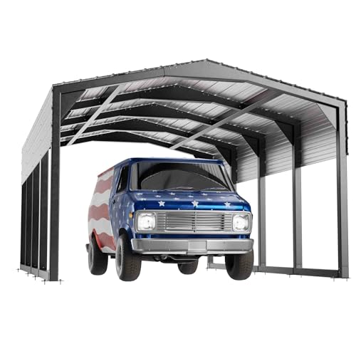 Metal Carport 12x20 Ft Heavily Reinforced Car Garage With Extra Crossbeams Ki...