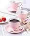 Jusalpha® Porcelain Tea Cup and Saucer Coffee Cup Set with Saucer and Spoon Set of 6 (FD-TCS02 pink (6), 7oz)