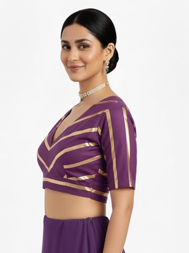 Image of Thevasa Women's Everyday Divine Depth V Neck Half Sleeves Blouse