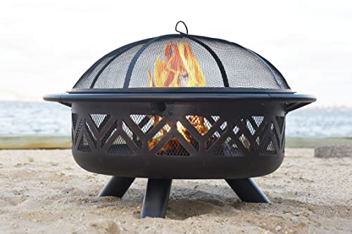 Uniflame Wad1009Sp Oil Rubbed Outdoor Firebowl with Geometric Design