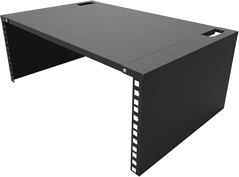 4U Wall Mount Rack Patch Panel Bracket with Top Cover- 12 inch Deep - 19" Network Rack for Shallow IT and Server Equipments, Network Switches- 44lbs Capacity, Black JCM-OWMC4U