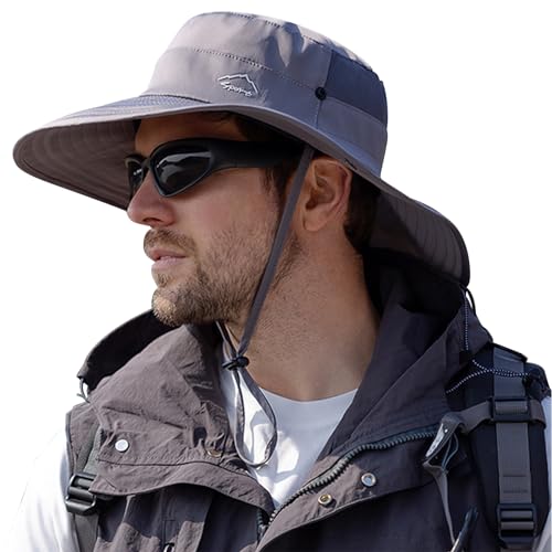 Image of Cooling Sun Hat for Men Women,Wide Brim Bucket Hat Foldable Boonie Hat for Fishing Hiking Garden Safari Beach