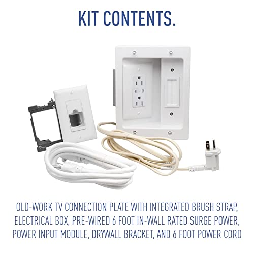 Legrand - Onq In Wall Tv Power Kit, Tv Outlet Box Supports 5.1 Speaker System, Tv Outlet Wall Kit To Hide Cords, Recessed Tv Outlet Design Saves Space And Works With All Plugs, White, Cps306Wv1 #TOP7