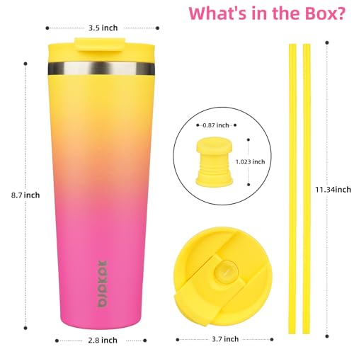Image of BJPKPK 26 oz Coffee Tumbler with Straw, Insulated Stainless Steel Cup