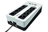Eaton Onduleur Parafoudre 3S 700 FR - Off-Line UPS - Alimentation sans Interruption - Puissance 700VA (8 Prises FR, Silencieux, 2 Ports de Charge USB Type-A) - Interface USB - Noir&Blanc (3S700F)