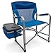 RMS XXL Extra Wide Folding Director Chair â€“ Supports 600lbs Weight - Heavy Duty for Camping, Home Patio and Sports - Portable and Collapsible with Side Table, Cooler and Carrying Bag - Blue