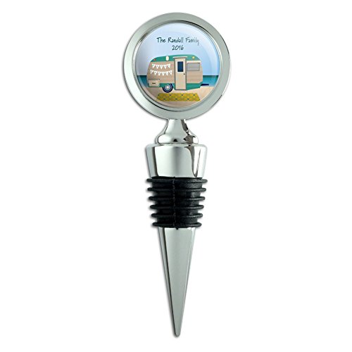 Graphics and More Personalized Custom Happy Camper Trailer Beach Camping Family Wine Bottle Stopper