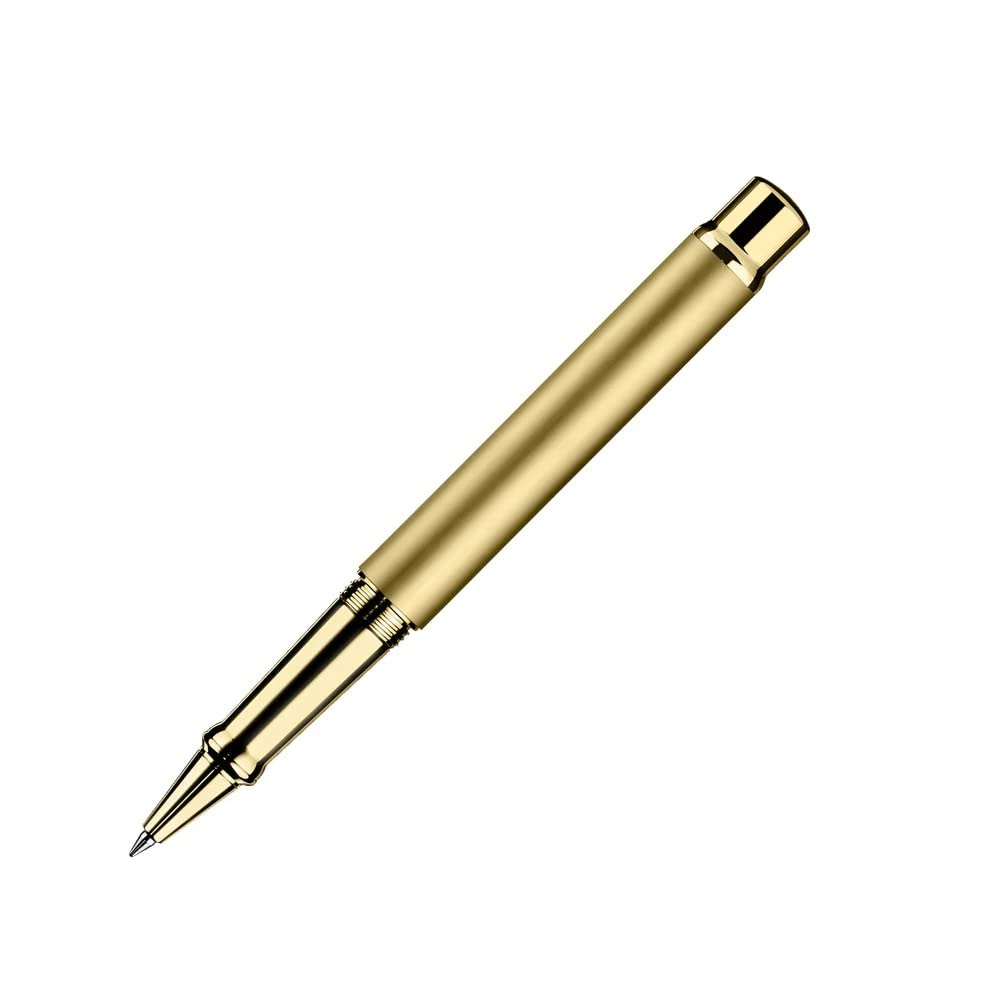 Otto Hutt 009-11623 - Tintenroller Design 04 in Gold - Rollerball aus Metall hergestellt, Länge 13,3 cm, Durchmesser 10,8 mm