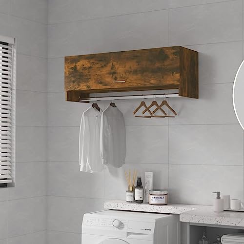 Gecheer Armario Madera contrachapada Color Roble Ahumado 100x32,5x35 cm,Aparador Salón,Aparador Comedor,Mueble Auxiliar