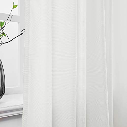 Twopages Flame Retardant 7Ft Wide X 8Ft Tall White Room Divider Curtain Privacy Spa Lab Cubicle Curtain Curtain With Mesh Top Nickel Grommet, 1 Panel #TOP2